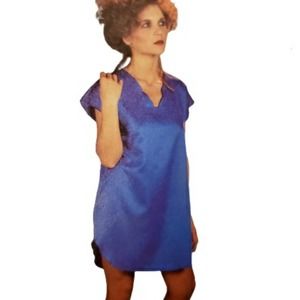 VINTAGE Chemise Blue Lingerie Dobby Dot Balletcore Coverup Pinup Large